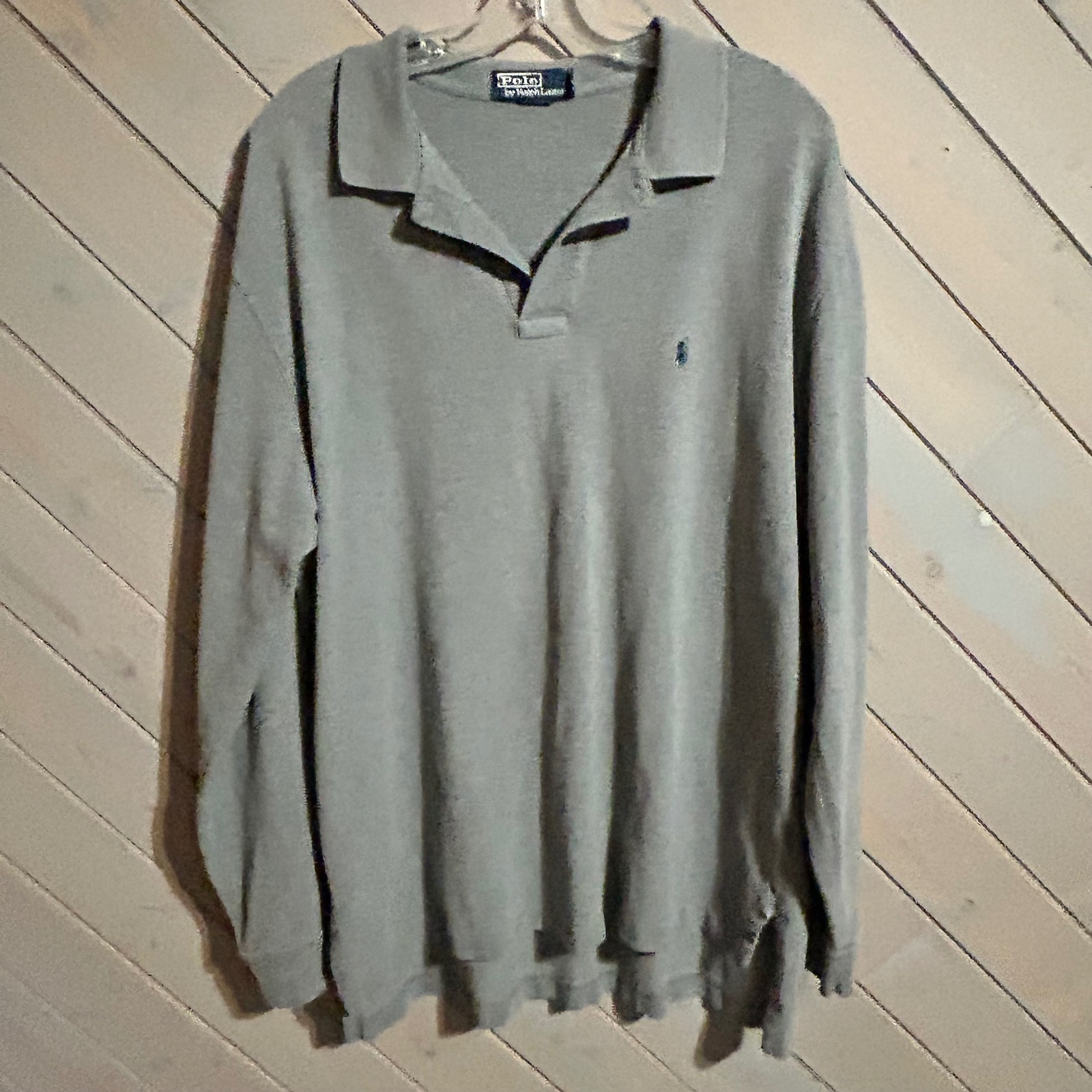 Polo Ralph Lauren Long Sleeve Polo Shirt Men's Top Cotton Heather Gray Casual